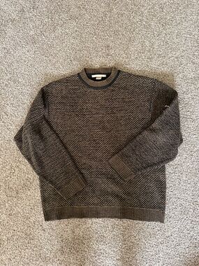 Textured Black and Brown Knit Sweater